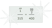 co over 1 over 315 equals 99 over 2 over 400